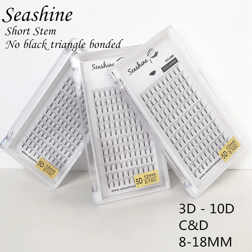 

Seashine 3D4D5D6D Eyelash Extension Heat Bonded 8-18mm Russian Volume Lashes Extension Premade Fans D Curl Eyelashes Extensions