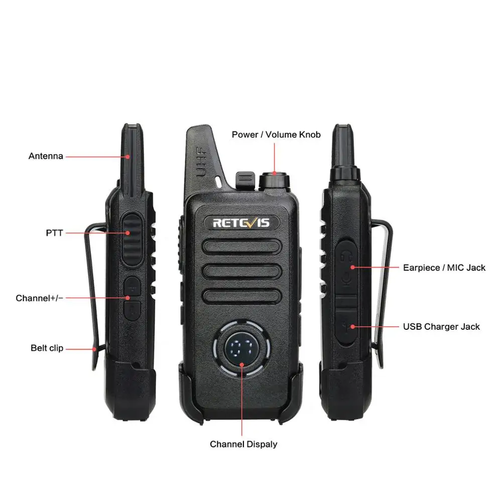 Портативная рация RETEVIS RT22S 4 шт. 2 Вт UHF VOX канал/батарейный дисплей удобная