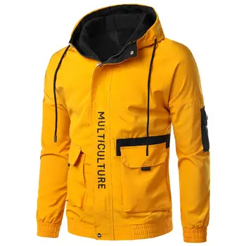 

Brand Bomber Jackets 2020 Korean Fashion Letter Embroidery Windbreaker Hooded Jacket Hip Hop Streetwear Casual Men Coats