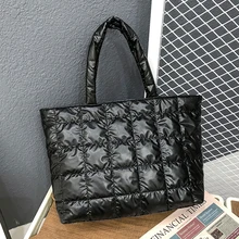 

Fashion Women Handbags High-quality Down Fabric Large Capacity Ladies Shoulder Bag Winter Luxury Designer Female Padded Bag Sac