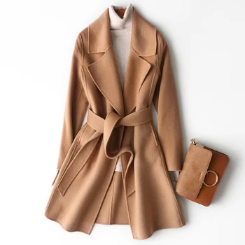 

High quality Wool Coat Women Autumn Winter New Fashion Double sided Wool Jacket Overcoat Slim Medium Length Woolen Coat Women