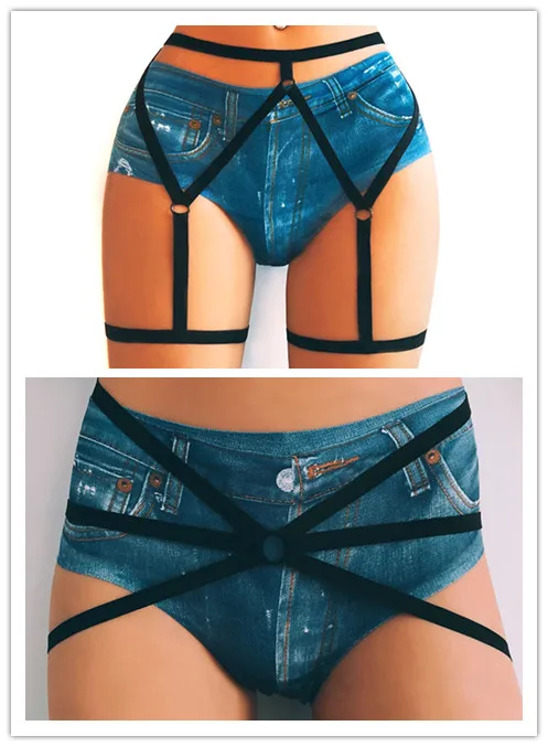 Women Sexy Leg Garter Belt Elastic Cage Body Hollow Leg Garter Belt Suspender Strap Underwear Leg Strap Leg Garter Belt 2 Styles