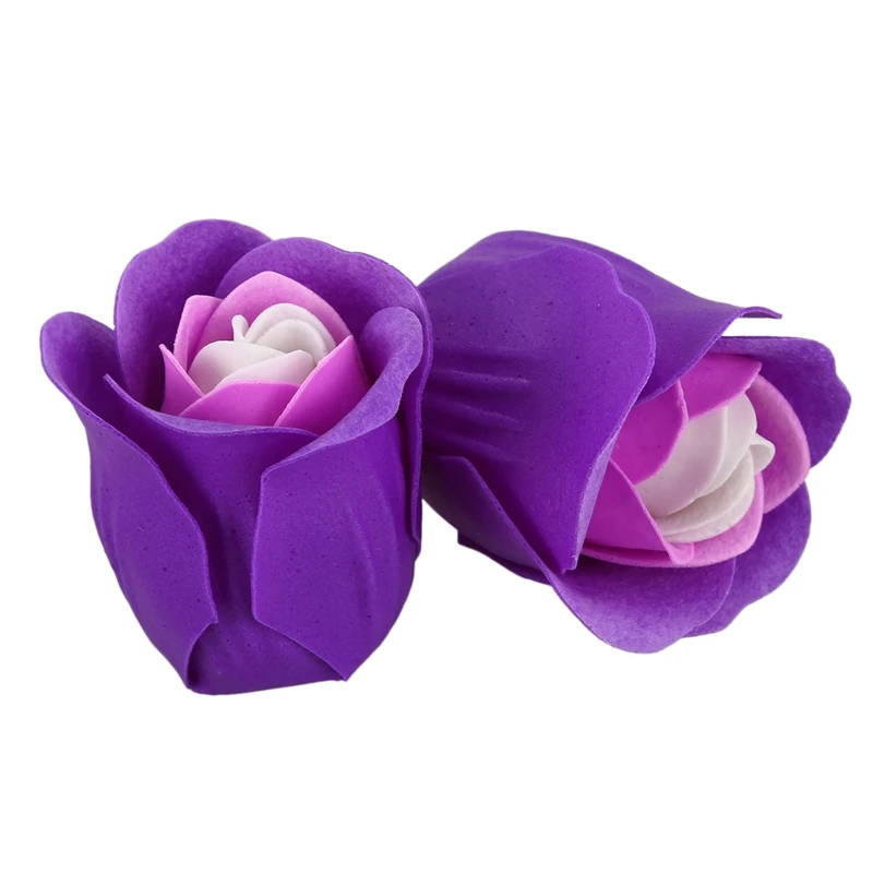 24 Pcs Purple Scented Bath Soap Rose Petal in Heart Box