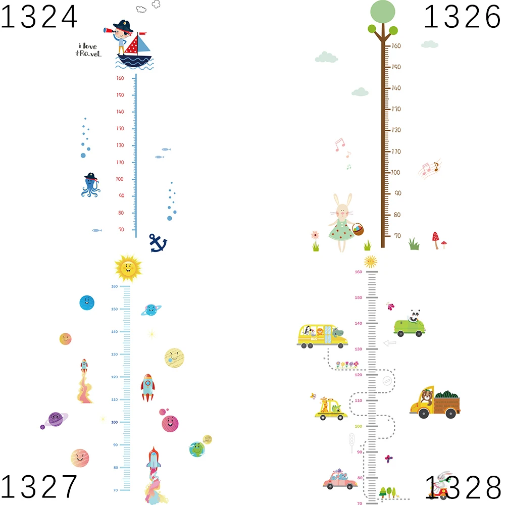2 шт./компл. Мультфильм Высота мерки стикер на стену для детей комнаты роста диаграммы детской комнаты Декор стены искусства детской комнаты стикер s креативный