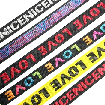 

2.5cm Color Letters Embroidery Grosgrain Ribbon Tape MerceriE Garment Bags Shoes Sewing Webbing Stripe Ribbon Decorates Arts