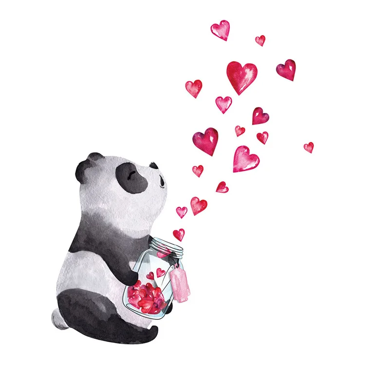 Ручная нарисованная панда Наклейка на стену в китайском стиле художественная роспись Гостиная Спальня украшение шкафа домашний декор милый стикер s