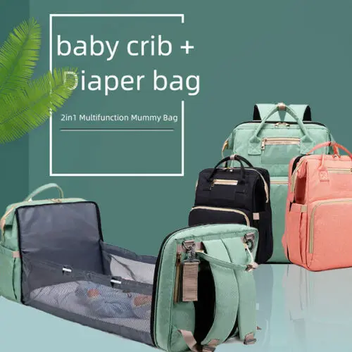 

Large Capacity Diaper Bag Mummy Birthing Backpack Travel Portable Shoulder Multifunction Fold Bed Bags Waterproof Stylish Pack