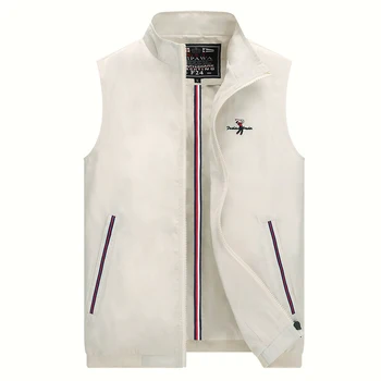

Plus Size 4XL Vest Jacket Men Brand Clothing Working Vest for Men Embroidery Shark Jacket Sleeveless Ocean Fashion Waistcoat