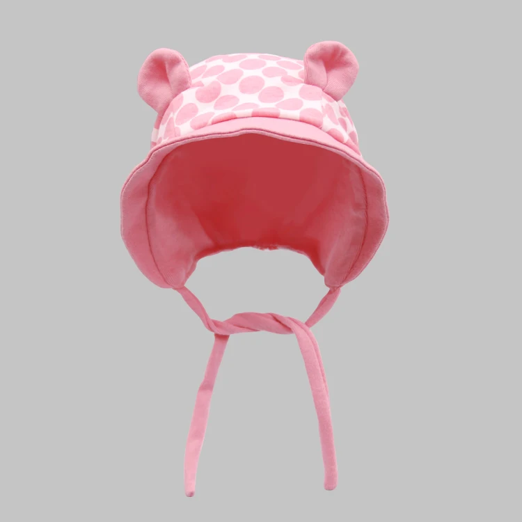dot pink Зимняя детская шапка с ушками, шапка для новорожденных, теплая шапка для мальчиков и девочек, шапка для новорожденных, реквизит для фотосессии - Цвет: dot pink