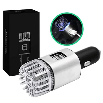 

Car Air Purifier Negative Ion Air Freshener Eliminate Odor Dust with Dual USB Charger 5V 2A EM88
