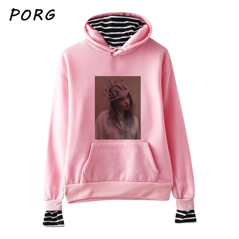 Новая уличная одежда Billie Eilish толстовки музыка Ullzang винтажные розовые с капюшоном женские толстовки для любителей музыки мужские/женские готические большие толстовки с капюшоном - Цвет: PK-6