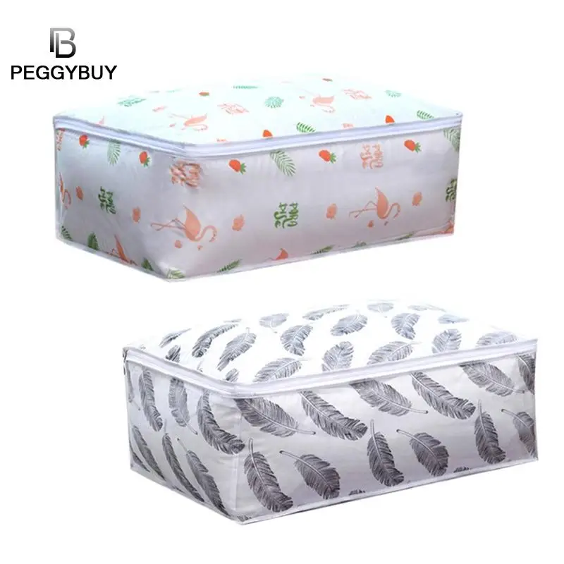 

Foldable Storage Bag Clothes Blanket Quilt Closet Sweater Organizer Box Pouches Printed Quilt Bag Large Luggage Organizer Bag