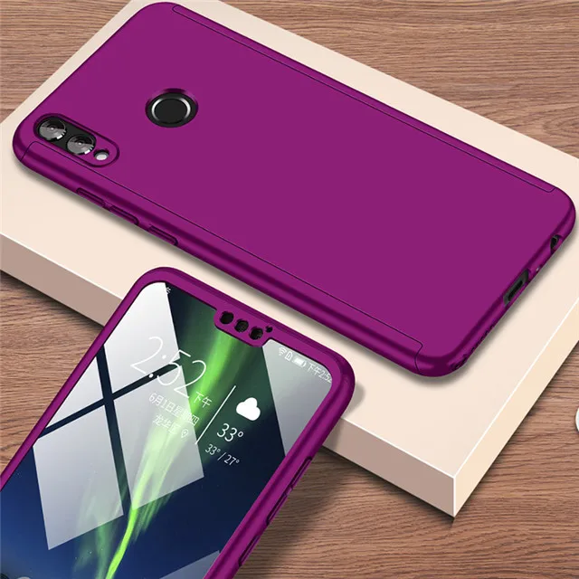 Purple 360 полный защитный чехол для huawei Honor 20i 20 Pro 10i 10 Lite 9i 9X9 8A 8S 8 8X Max 7X 7A 7C 6X V20 V10 V9 играть с Стекло - Цвет: Purple