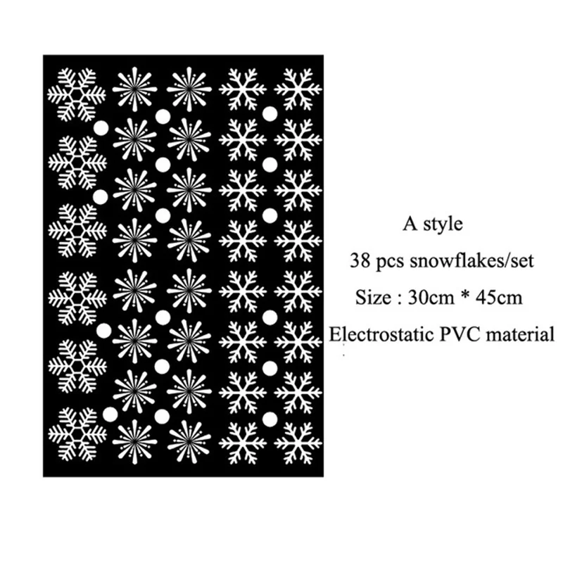 Merry Christmas Snowflake Window Sticker Frozen Party Winter Wall Stickers DIY Happy New Year Xmas Decor Shop Window Ornaments - Color: A