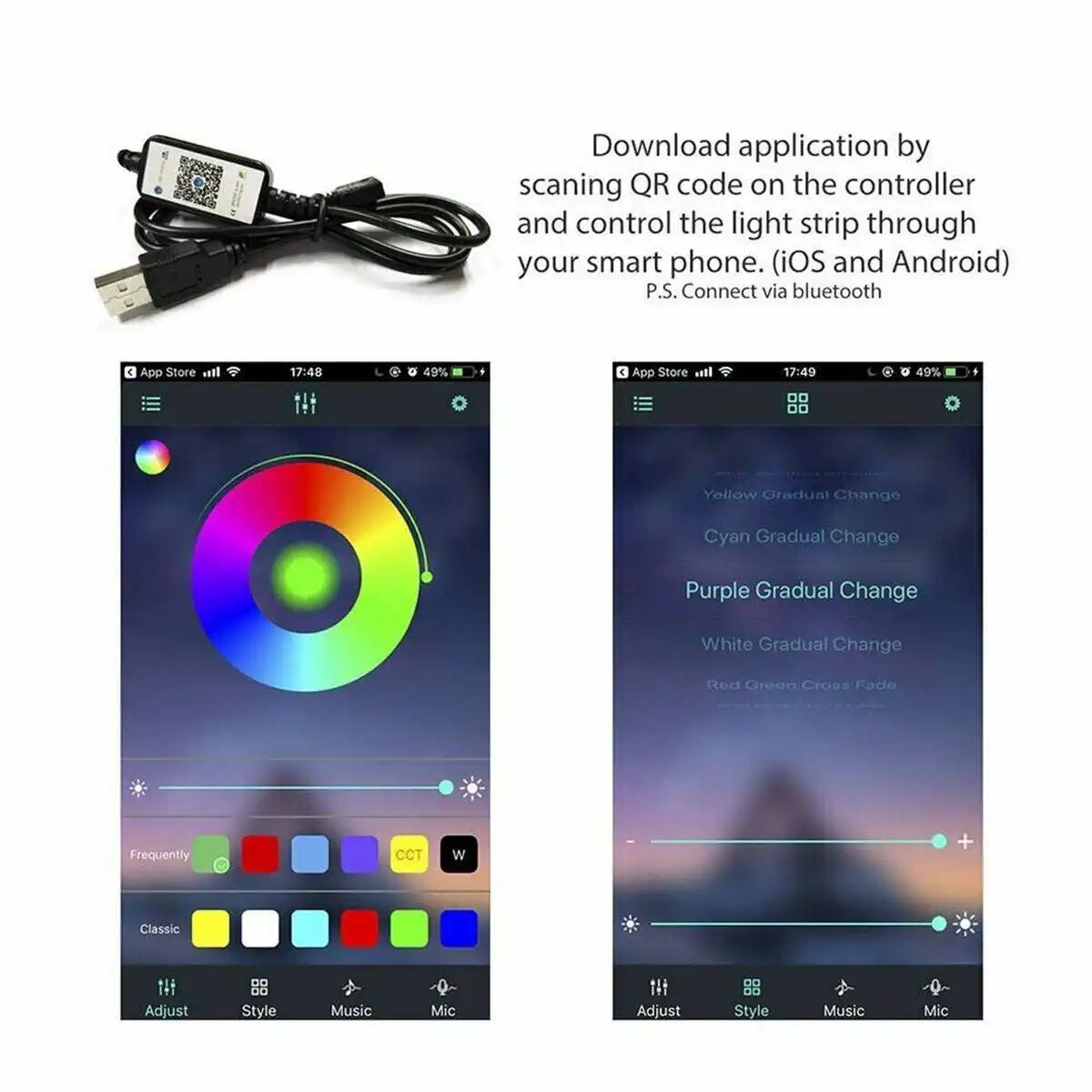 bluetooth LED Strip Light 5050 RGB 60LED/M IP67 5V USB Flexible Light Tape WiFi APP Control Music Remote TV Backlight 1/2/3/5M