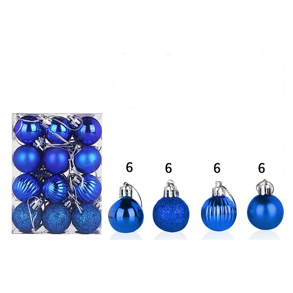 24 шт., Рождественский шар, рождественская елка, блестки, пластиковые вечерние украшения, висячие украшения, декор Bombki Choinkowe, Рождественские шары - Цвет: Blue