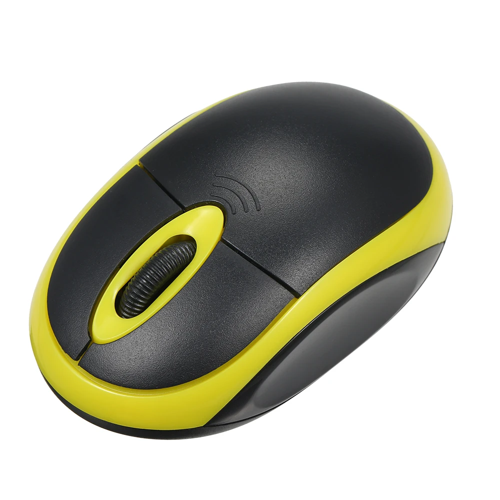 2.4G 1600DPI Wireless Mouses Optical Mini Portable Mobile Mouse with USB Receiver 3 Buttons for PC Laptop Desktop - Color: Yellow