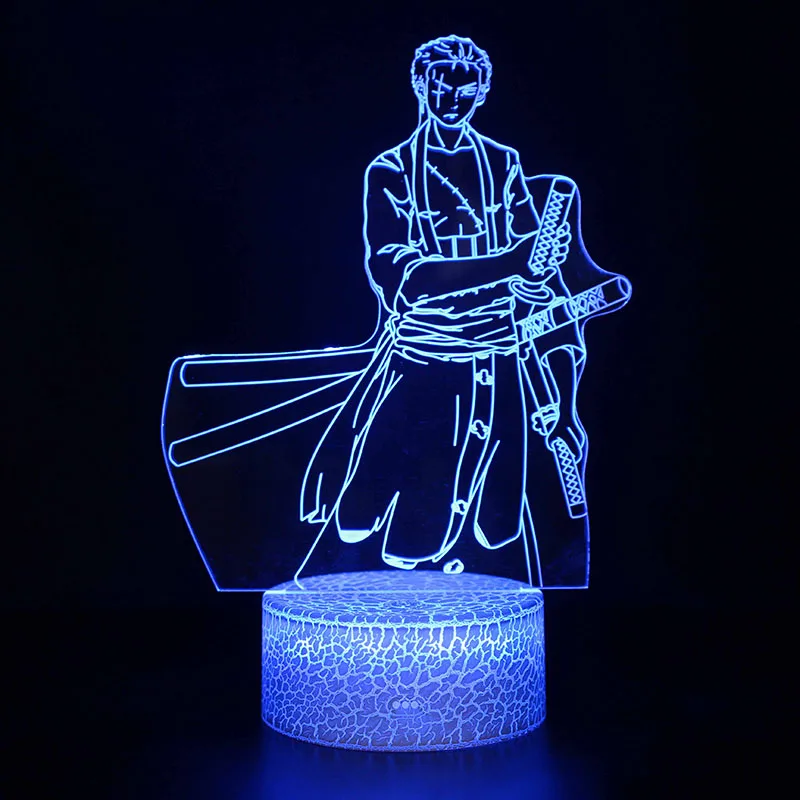 Novelty Lighting One Piece Anime 3D illusion LED Lamp Luffy Zoro Model Night LightsKids Room Decoration Creative Christmas Gifts