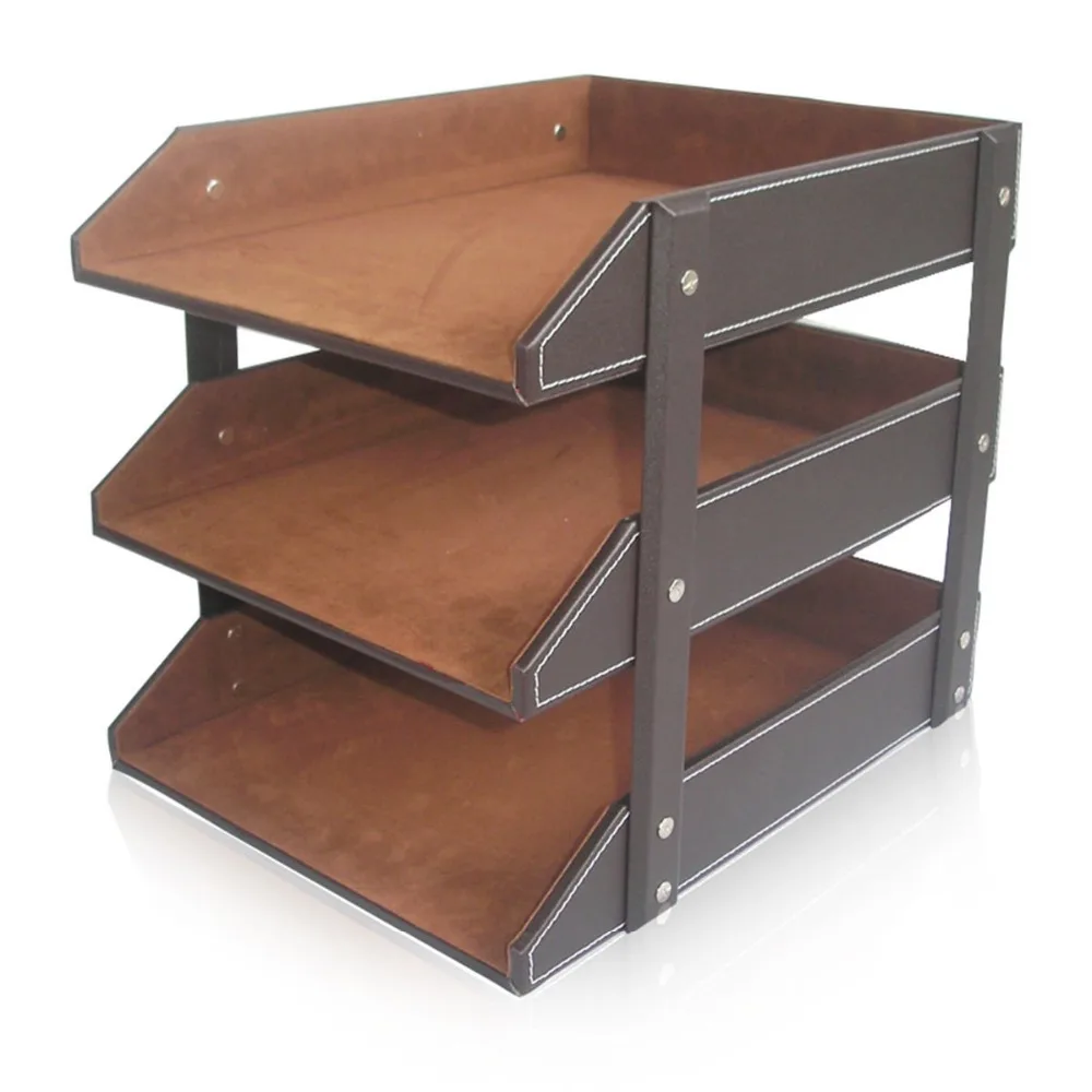 Black Leather Desk Organizer,3-Tier Desk Document File Tray Organizer Tetter Tray,Office Organizer,Paper Organizer for Desk,Office Supplies Holder for Document/Paper/Stationery/Magazine/Newspape Black Leather Desk Organizer,3-Tier Desk Document File Tray Organizer Tetter Tray,Office Organizer,Paper Organizer for Desk,Office Supplies Holder for Document/Paper/Stationery/Magazine/Newspape