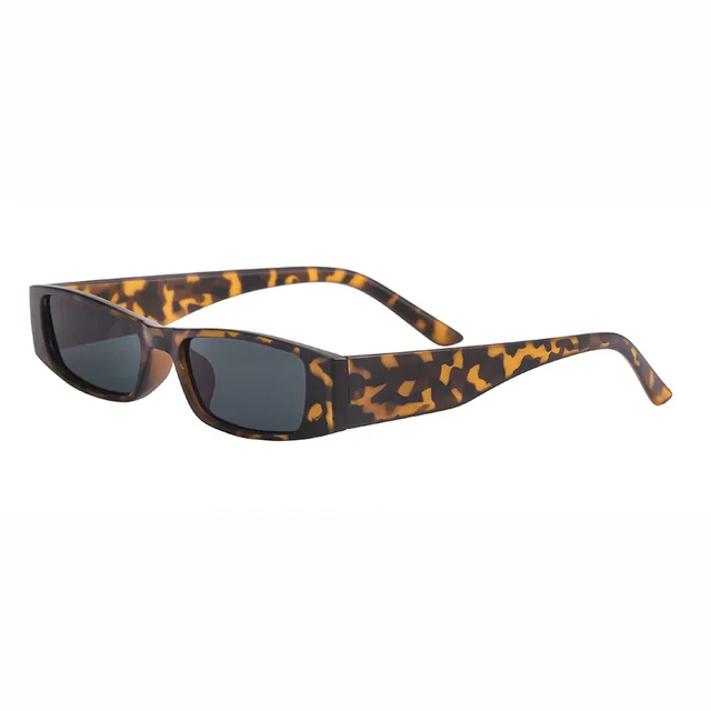 Small Rectangle Sunglasses Women Men Retro Narrow Frame Leopard Vintage Square Sun Glasses Female Punk Cat Eye Eyewear Oculos leopard grey