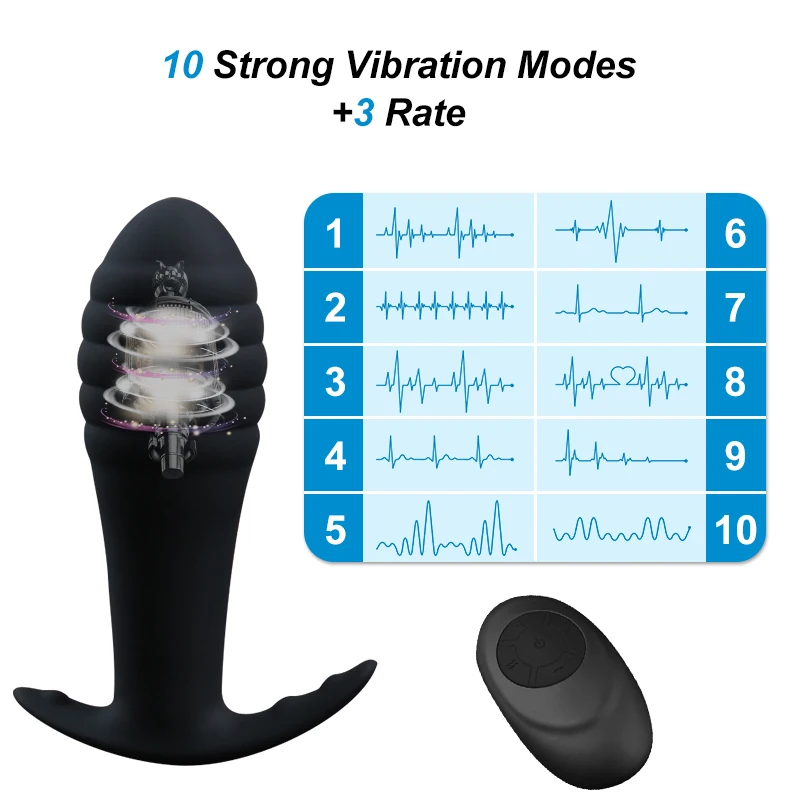 Male Vibrating Anal Plug 10 Modes Prostate Massager Anal Vibrator Butt Plug Adults Sex Toys For Gays/Women Remote Controller