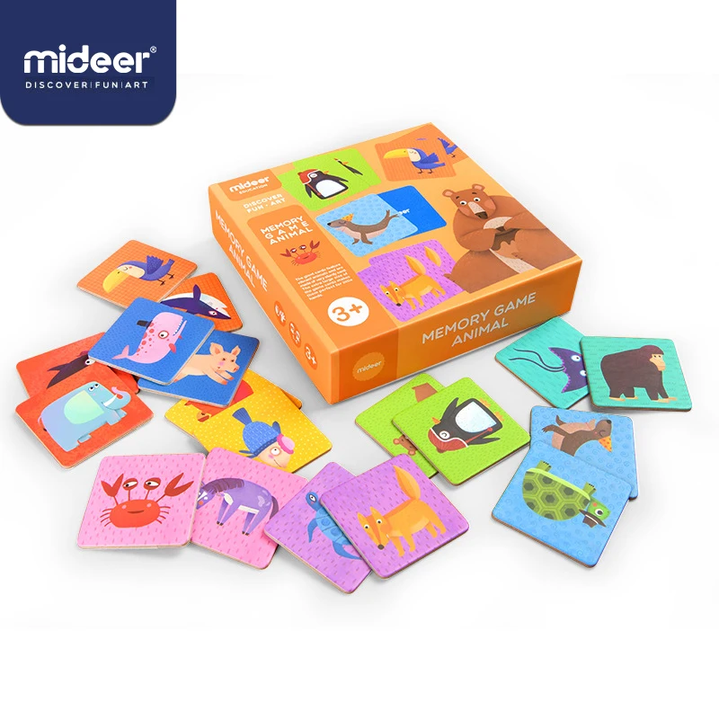 MiDeer, игрушки для карт памяти, 3-6 лет, совпадающие карты с животными, 36 шт., бумажные карты-головоломки, игрушки для родителей и детей