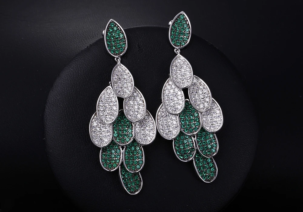 green zirconia earrings