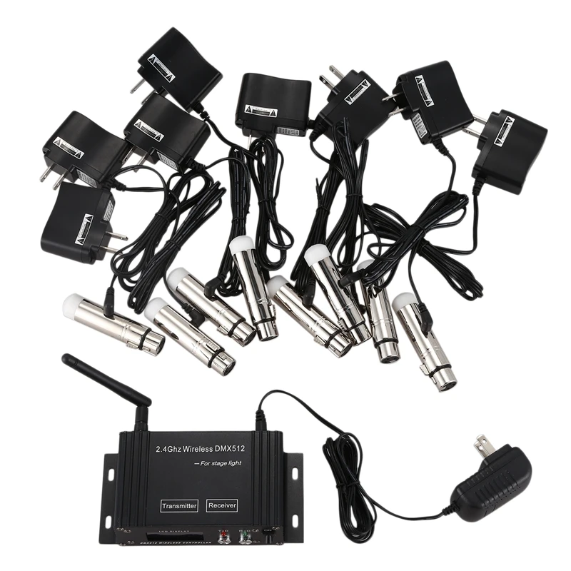 9 шт. DMX512 DMX Dfi DJ 2,4G lcd беспроводной 8 приемник и 1 передатчик управления освещением с адаптером