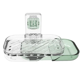 

Tray Suction Cup Soap Holder ABS Non Slip Removable Tub With Drain Sink For Shower Transparent Kitchen Bathroom Drill Free