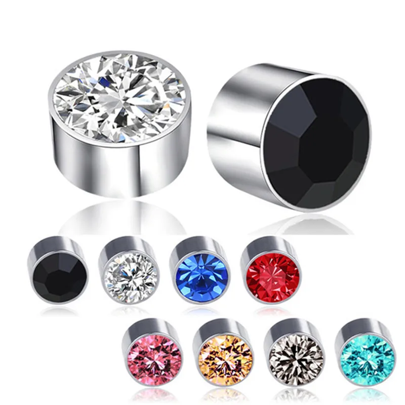  Trendy Stylish Crystal Multicolor Rhinestone Magnet Stud Earrings for Men Women No Pierced Hole Fashion Jewelry Gift | Украшения и