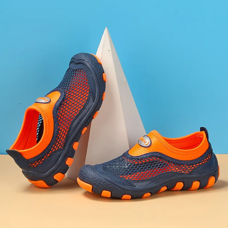 

BOY'S Athletic Shoes 2019 New Style Summer Big Boy Slip-on Hollow out Breathable Single Network Children Mesh Athletic Shoes