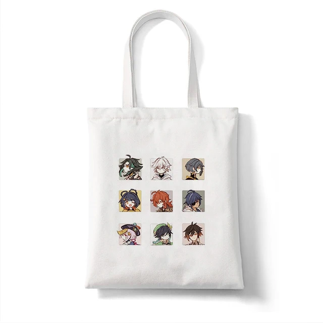 Canvas Bag Shopper Bag Genshin Game Kawaii Anime Shopping Bags Handbags Shoulder Bag Casual Handbag Women High Capacity Eco Bag B360S