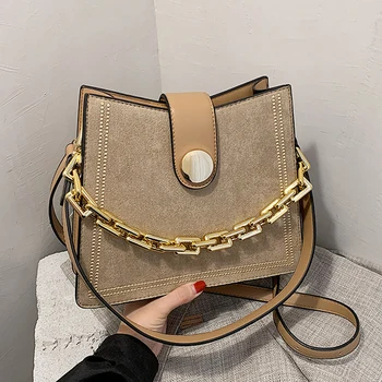 

Fashion Suede Leather Handbags Women Crossbody Bags 2020 New Gold Chain Totes Ladies Shoulder Messenger Bag Female Purses