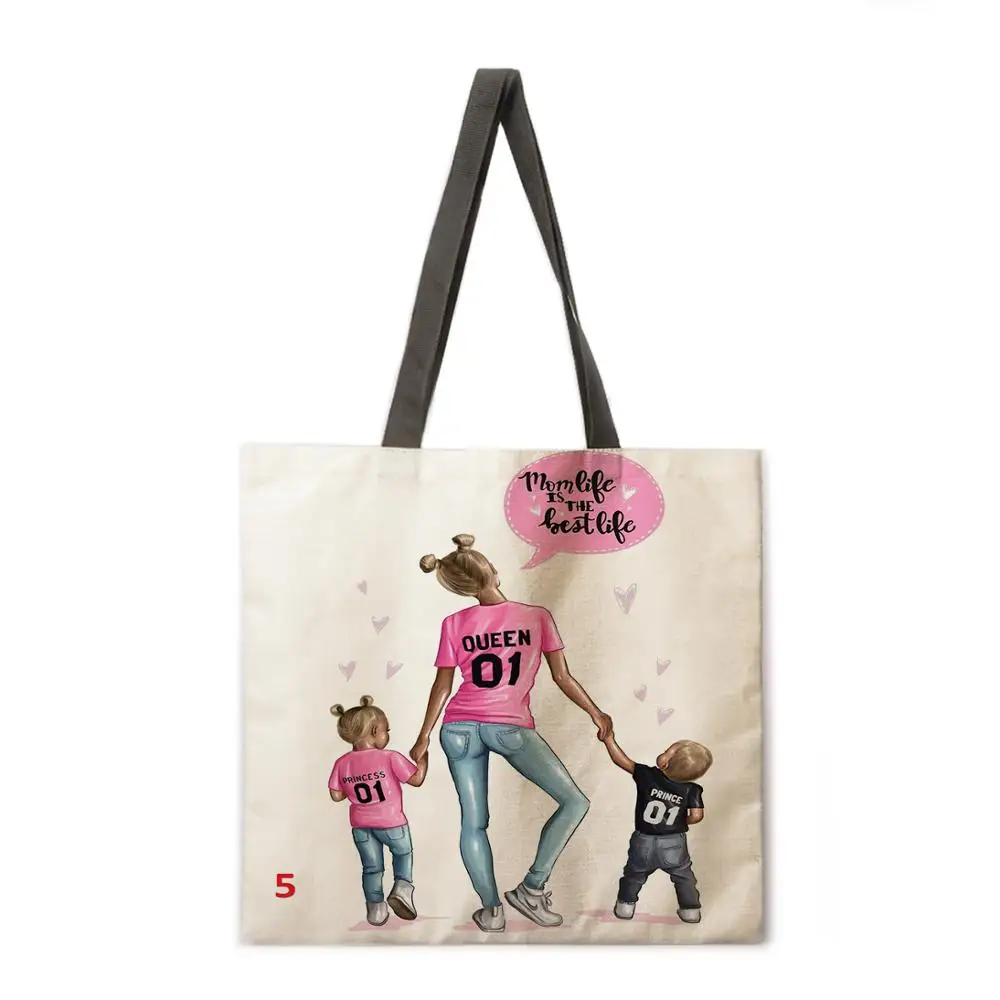 

Mother's Day Linen Shopping Bag Ladies Shoulder Bag Foldable Shopping Bag Beach Tote Bag