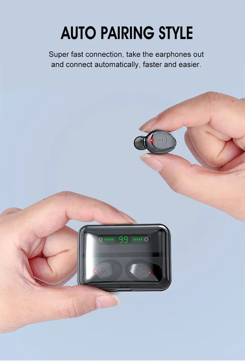F9-5 TWS, беспроводные наушники Bluetooth 5,0, невидимые наушники, стерео часы, светодиодный шумоподавитель, гарнитура, IPX7, водонепроницаемая для IPHONE