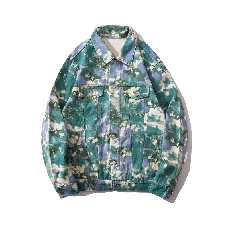 Blue GONTHWID Камуфляжный галстук-краситель джинсовые куртки Уличная Хип-хоп повседневные джинсовые пальто Harajuku модные панк топы рок верхняя одежда - Цвет: Blue