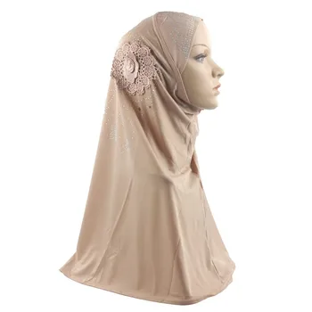 

10 Pieces Muslim Women Hijab Islamic Scarf Woman Amira Cap Full Cover Headwear Soft One Flower with Diamond Wholesale