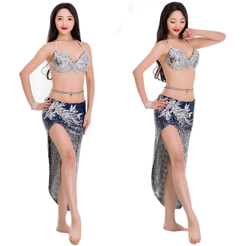 Vrouwen Buikdans Kostuum Set Gradiënt Pailletten Jurk Zomer Korte Top Beha Rok Oosterse Dansen Praktijk Prestaties Dancewear Vrouwen Buikdans Kostuum Set Gradiënt Pailletten Jurk Zomer Korte Top Beha Rok Oosterse Dansen Praktijk Prestaties Dancewear