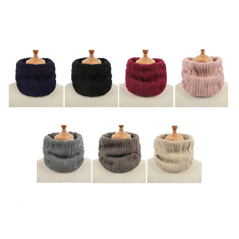 Folded Bib Solid Color Plus Fluffy Wool Single-ring Scarf Couple Knit Warm Outdoor Warm Skiing Bibs