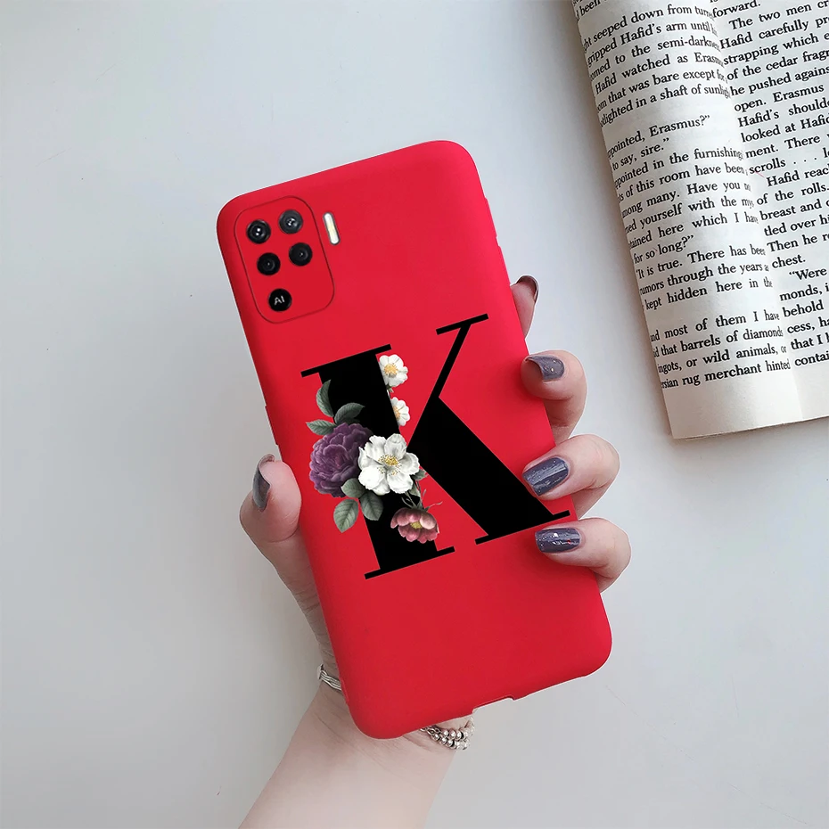 cases for oppo phones For Oppo Reno 5 Lite Case Letters Monogram ABC Flower Soft Silicone Back Cover For Oppo Reno5 Z Reno 5 F Z Lite 5F 5Z 5Lite Case oppo phone back cover