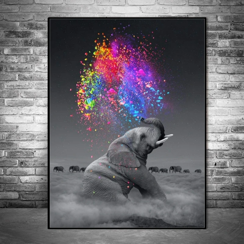 Фантазия Слон Wall Art Плакаты Печать на холсте Животные настенный поп арт