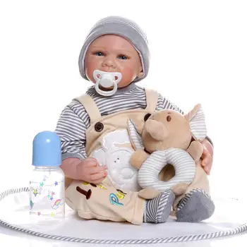 

RCtown Simulated Silicone Doll Reborn Baby Dolls Silicone Body 50cm Strape Outfit With Stuffed Toy