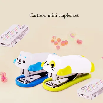 

Cartoon Mini Stapler Set Cute Animal No. 10 Staples Binding Machine Binding 12 Sheets Paper Staplers Children Kids Stationery