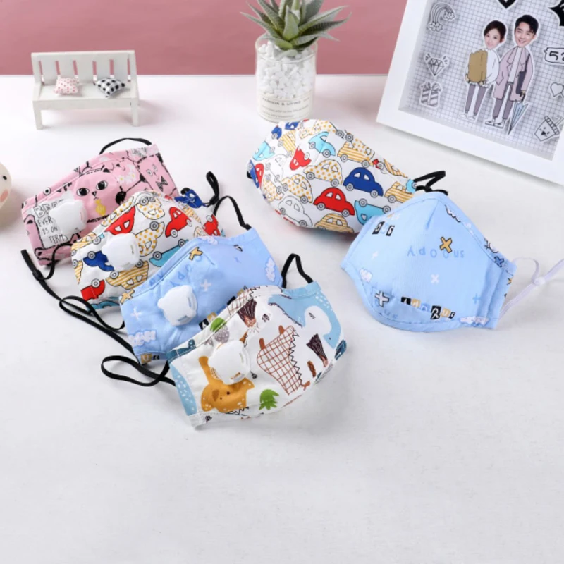 

10pcs Kids Cotton Mask Vertical Folding Non Woven Fabric Mask With Breath Valve Anti Dust Mouth Muffle Mask PM2.5 Respirator
