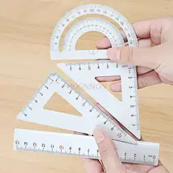 Règle de dessin en aluminium, rapporteur triangulaire, papeterie pour élèves du primaire et du secondaire 