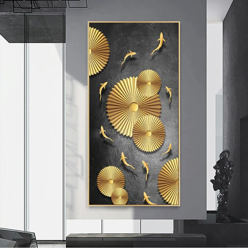 Chinesischen Stil Wand Malerei Leinwand Kunst Abstrakte Poster Goldene Fisch Gemalde Fur Korridor Dekoration Wand Dekoration Poster Painting Calligraphy Aliexpress