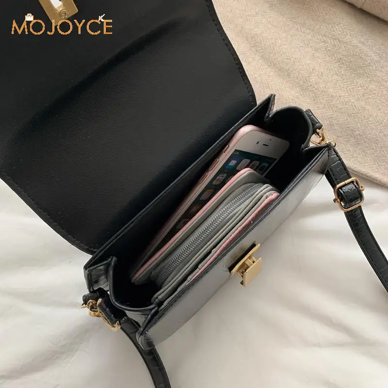 Retro Handbag Women Crocodile Leather Shopping Totes Handbag Women Shoulder Small Saddle Bags Solid Color Shoulder Bag