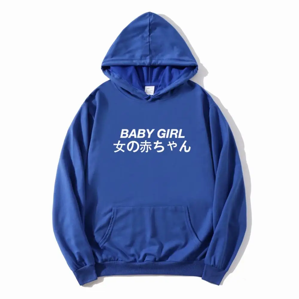 Harajuku Япония с буквенным принтом BABYGIRL Толстовка для женщин худи Повседневный стиль толстовки Топы с длинными рукавами одежда уличная - Цвет: Королевский синий