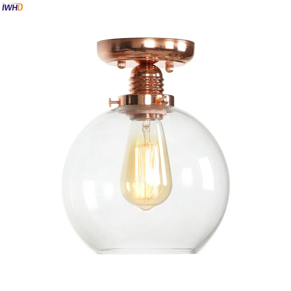 IWHD Industrial Decor Glass Ball Ceiling Lights Living Room Porch Plafon LED Edison Loft Vintage Lamps Lamparas De Techo | Лампы и