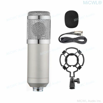 

Studio Condenser Sound Recording Microphone Microfone For Computer PC Sound Card Liver Sing with Shock Mount Foam Cable Silver